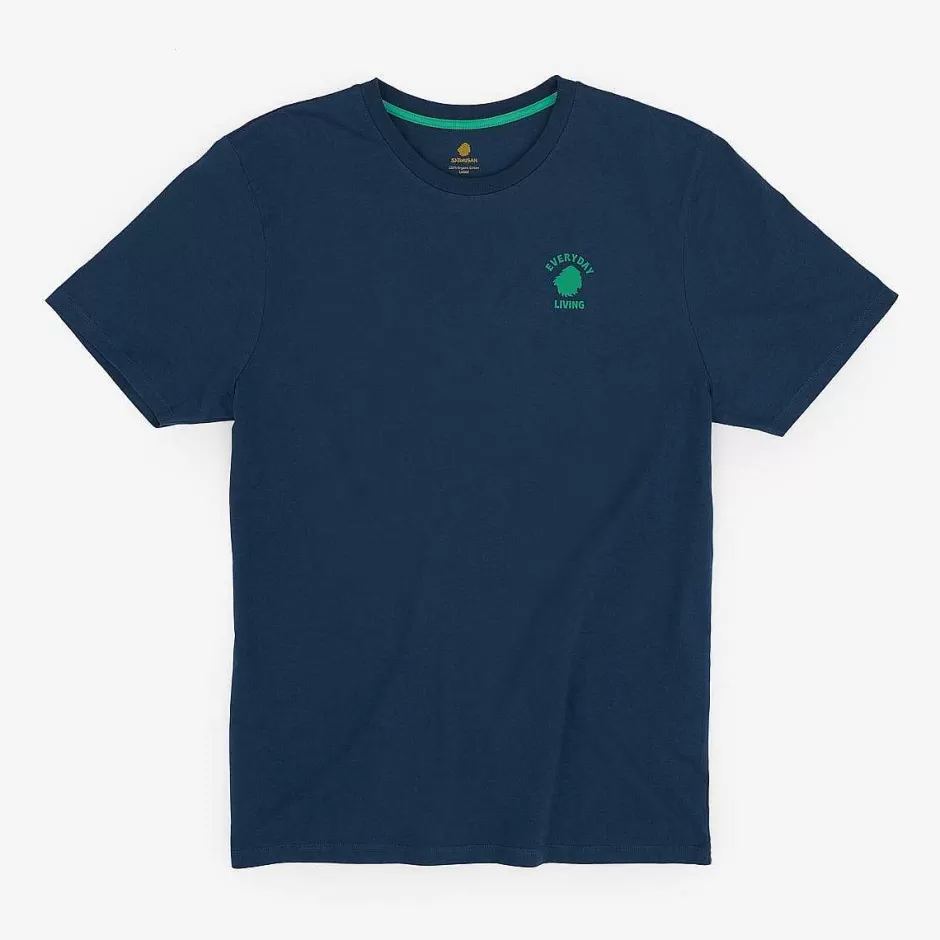 Mann Satorisan T-Shirt Regular Fit Bio-Baumwolle | Blaue Tinte Jeden Tag Leben